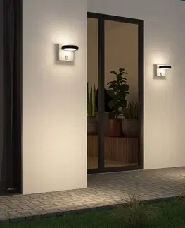 Venkovní nástěnná svítidla s čidlem pohybu Lucande Lucande Belna LED venkovní světlo, beton, čidlo