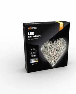 LED osvětlení na baterie Solight LED ratanové srdce, 30x LED, 2x AA, 30cm 1V245