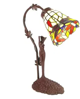 Svítidla Stolní lampa Tiffany květ s dekorací ženy Womien - 15*9*21 cm E14/max 1*25W Clayre & Eef 5LL-6132
