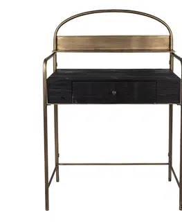 Konferenční stolky Černo-bronzový antik odkládací / psací stolek Gilco - 78*38*118 cm Clayre & Eef 50700