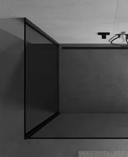 Sprchové zástěny MEXEN/S Kioto Sprchová zástěna WALK-IN 140 x 120 x 40 cm, černý vzor, černá 800-140-120-221-70-70-040