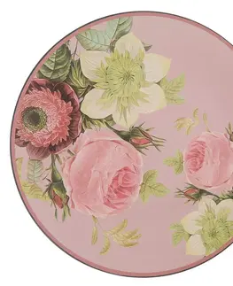 Talíře Růžový servírovací talíř s růžemi - Ø 33*1 cm Clayre & Eef FBF85-1