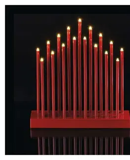 LED osvětlení na baterie EMOS LED svícen červený, 28,5 cm, 3x AA, vnitřní, teplá bílá, časovač DCAW03