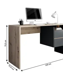 PC stoly PC stůl se zásuvkami TULIO Tempo Kondela Bílá / dub