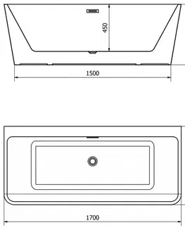 Sifony k pračkám MEXEN Volta vana volně stojící 170x75 cm, bílá/černá, sifon chrom 51131707575