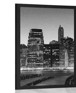 Černobílé Plakát noční New York v černobílém provedení