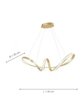 Designová závěsná svítidla PAUL NEUHAUS LED závěsné svítidlo, zlatá, elegantní design SimplyDim 3000K PN 8292-12