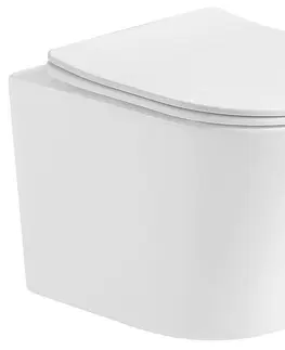 Záchody MEXEN Rico Závěsná WC mísa včetně sedátka s pomalým tenkém, duroplast, bílá mat 30724001