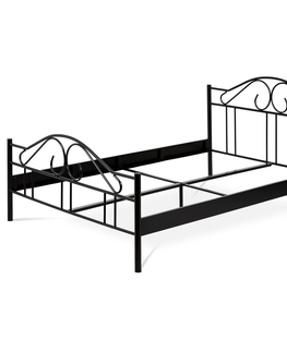 Postele Kovová jednolůžková postel GRANNY 140x200 cm, černý mat