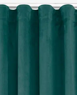 Záclony Závěs Homede Vila s klasickou řasící páskou tmavě zelený, velikost 135x300