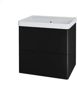 Koupelnový nábytek MEREO Siena, koupelnová skříňka s keramickym umyvadlem 61 cm, černá mat CN440