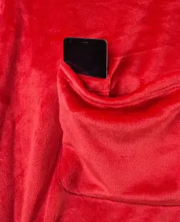 Přikrývky Deka s rukávy DecoKing Lazy červená, velikost 150x180