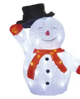 Interiérové dekorace EMOS LED vánoční sněhulák s kloboukem, 36 cm, venkovní i vnitřní, studená bílá, časovač DCFC18
