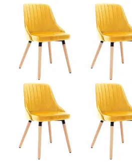 Židle Jídelní židle 4 ks látka / buk Dekorhome Žlutá