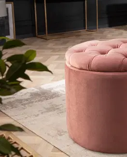 Stylové a luxusní taburety Estila Zámecká designová starorůžová taburetka Modern Barock s úložným prostorem 50cm
