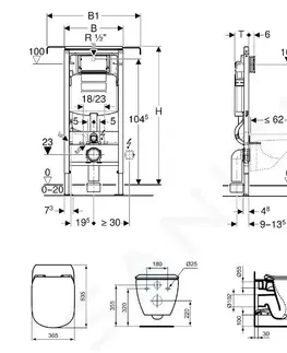 WC sedátka GEBERIT Duofix Modul pro závěsné WC s tlačítkem Sigma30, lesklý chrom/chrom mat + Ideal Standard Tesi WC a sedátko, Aquablade, SoftClose 111.355.00.5 NU6