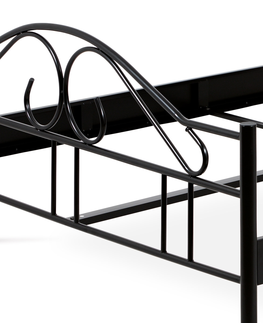 Postele Kovová jednolůžková postel GRANNY 140x200 cm, černý mat