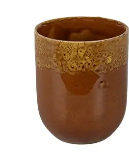 Hrnky a šálky Hnědožlutýkeramický kalíšek na čaj - ∅ 7*8 cm / 0,15L Clayre & Eef 6CEMU0136