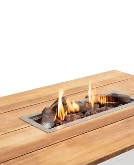 Přenosná ohniště COSI Stůl s plynovým ohništěm cosipure 120 černý rám / deska teak