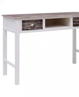 Pracovní stoly Psací stůl se 2 zásuvkami masivní dřevo Dekorhome Bílá / stříbrná
