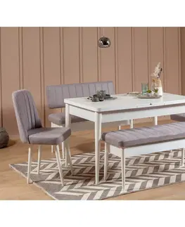 Kuchyňské a jídelní židle Jídelní lavice s opěrkou VINA bílá stříbrná