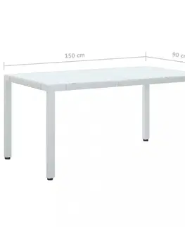 Zahradní stolky Zahradní stůl bílý polyratan Dekorhome 150x90x75 cm