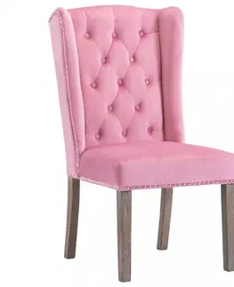 Židle Jídelní židle samet / kaučukovník Dekorhome Růžová