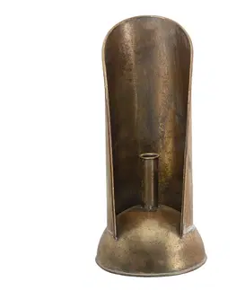 Svícny Zlatý antik kovový svícen na úzkou svíčku - Ø 16*35 cm Clayre & Eef 6Y4503