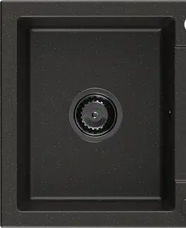Sifony k pračkám MEXEN/S Enzo granitový dřez 1 s odkapávačem 576 x 465 mm, černá/zlatý metalik, + sifon grafit 6506571005-75-B