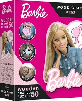 Hračky puzzle TREFL -  Dřevěné puzzle Junior 50 dílků - Krásná Barbie