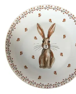 Talíře Dezertní talířek Rustic Easter Bunny - Ø 20*2 cm Clayre & Eef REBDP