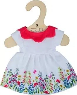 Panenky Bigjigs Toys Šaty s límečkem pro panenky SOFT 28 cm bílé/vícebarevné