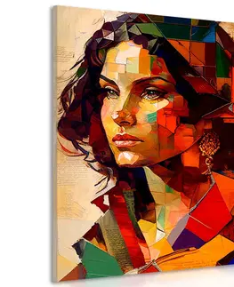 Obrazy ženy Obraz profil ženy v patchwork designu