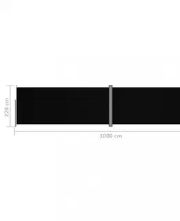 Markýzy Zatahovací boční markýza 220x1000 cm Dekorhome Černá