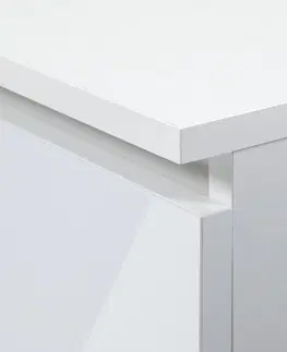 Psací stoly Ak furniture Psací stůl A-7 90 cm bílý lesk pravý