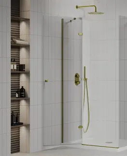 Sprchové vaničky MEXEN/S Roma obdélníkový sprchový kout 100x90, transparent, zlatý + vanička 854-100-090-50-00-4010