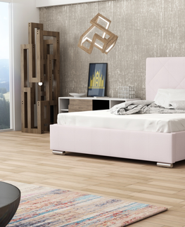 Postele Čalouněná postel DANGELO 5 160x200 cm, růžová látka