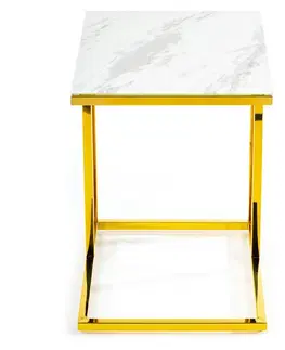 Stolky do obývacího pokoje DekorStyle Odkládací stolek Lurus 40 cm zlatý/bílý mramor
