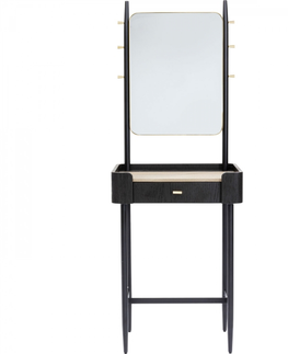 Stojanové věšáky KARE Design Černý stojací věšák se zrcadlem Milano
