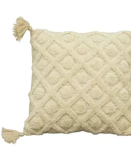 Dekorační polštáře Béžový bavlněný polštář se střapci Kissen - 45*45cm Exner 241011