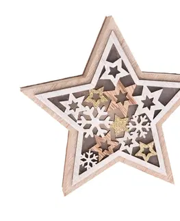 Vánoční dekorace Dřevěná hvězda s LED světlem Stellar, 16 x 15 x 3 cm