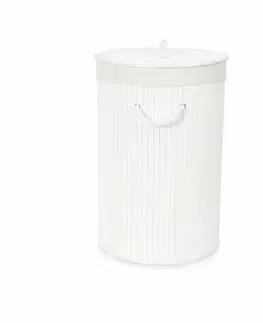 Koše na prádlo Compactor Bambusový koš na prádlo s víkem Compactor Bamboo - kulatý, bílý, 40 x 60 cm