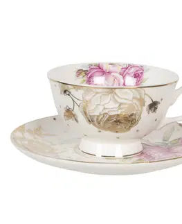 Hrnky a šálky Porcelánový šálek s podšálkem Roses garden - 0,2L Clayre & Eef 6CE1123