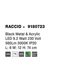 Designová nástěnná svítidla NOVA LUCE nástěnné svítidlo RACCIO černý kov a akryl LED 9.2W 230V 3000K IP20 9180723
