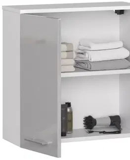 Koupelnový nábytek Ak furniture Závěsná koupelnová skříňka Fin 60 cm bílá/stříbrná lesk