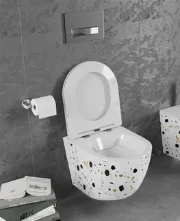 Záchody MEXEN Lena Závěsná WC mísa včetně sedátka s slow-slim, Duroplastu, bílý kámen terrazo 30224096