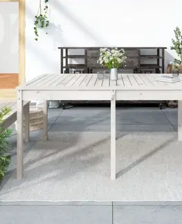 Zahradní stolky Zahradní stůl bílý 159,5 x 82,5 x 76 cm masivní borové dřevo