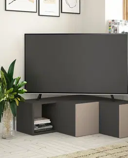 TV stolky Kalune Design TV stolek COMPACT 90 cm antracitový/mocha
