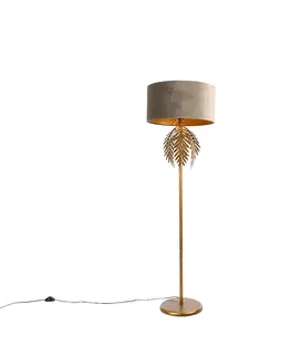 Stojaci lampy Vintage stojací lampa zlatá se sametovým odstínem taupe 50 cm - Botanica