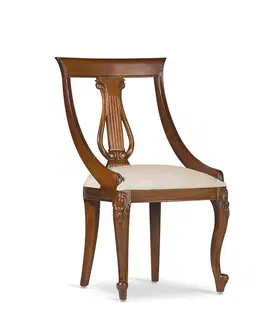 Luxusní jídelní židle Estila Rustikální luxusní židle M-VINTAGE z masivu hnědé barvy s béžovým potahem 90cm